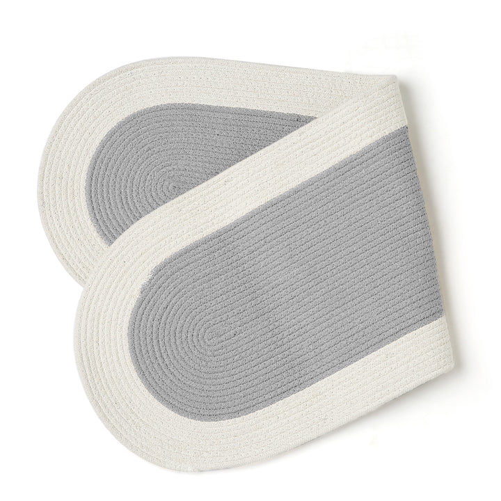 Cotton Light Grey & Off White Table Runner (Pack of 1)