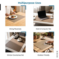 2 Sided Leather Taupe Placemat + Coaster