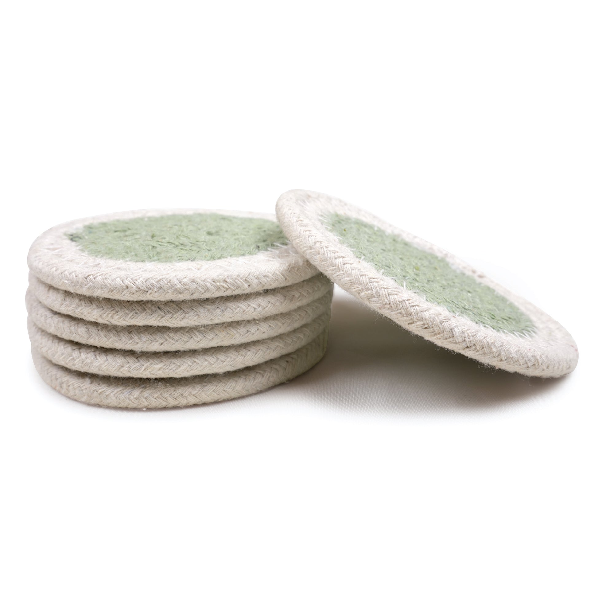 Cotton Sage & Off White Coaster