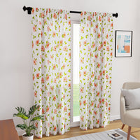 Polyester Hibiscus Curtain (Pack of 2)
