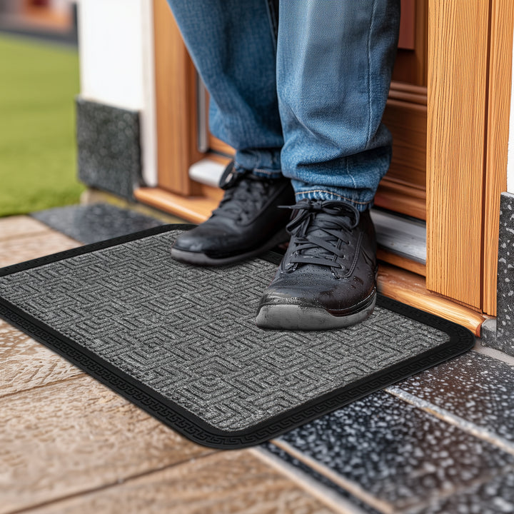 Polypropylene Main Door Entrance Mats Welcome Mat with Rubber Border | Anti Slip Rubber Backing | Ideal for Home, Outdoor, Balcony, Office | Pack of 1
