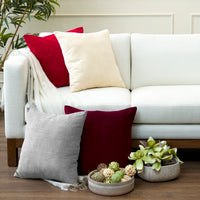 Chenille Solid Solid Light Grey Cushion Cover (Pack of 1)