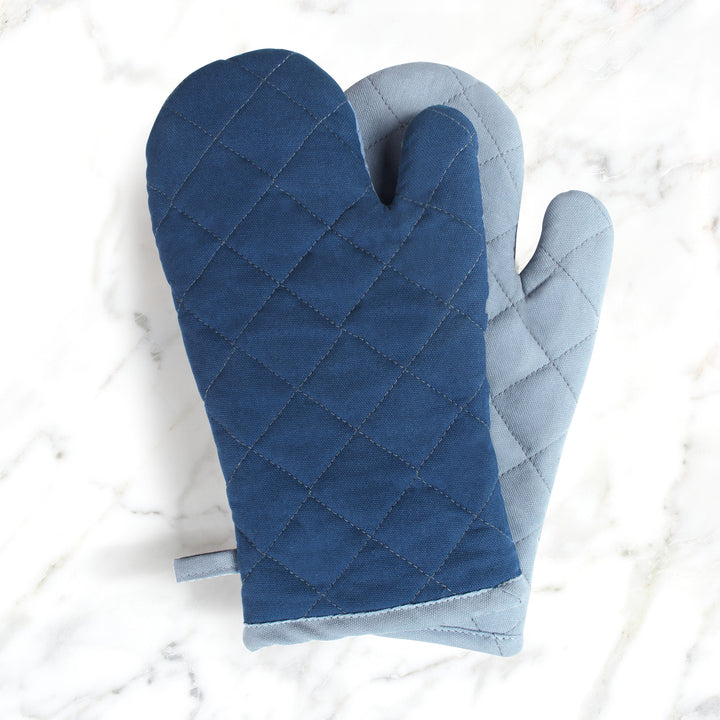 Canvas B Grey & Cobalt Blue Oven Gloves (Pack of 2)