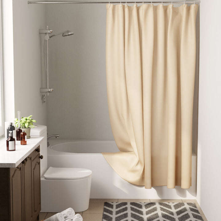 Polyester Beige Shower Curtain (Pack of 1)