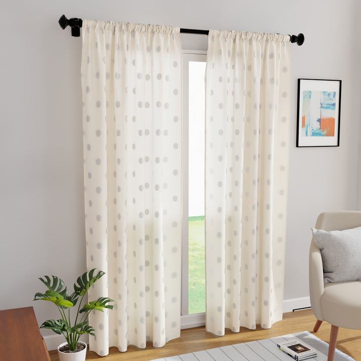 Polyester Dollar Cream Curtain (Pack of 2)