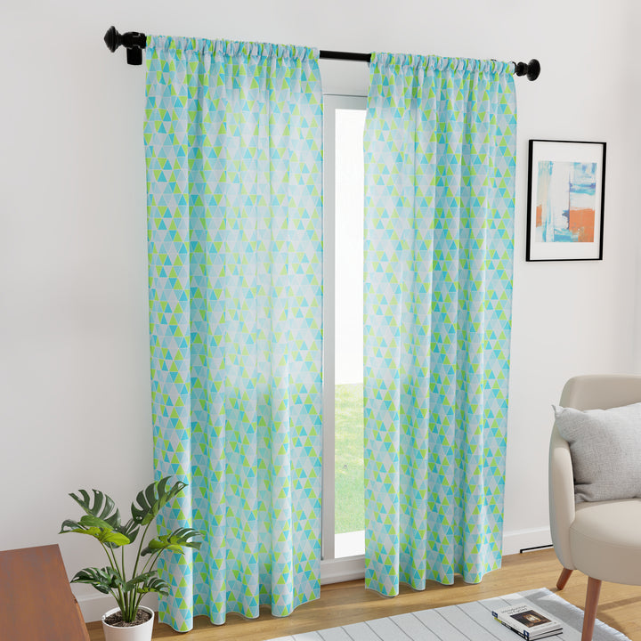 Polyester Triangles Aqua Curtain (Pack of 2)