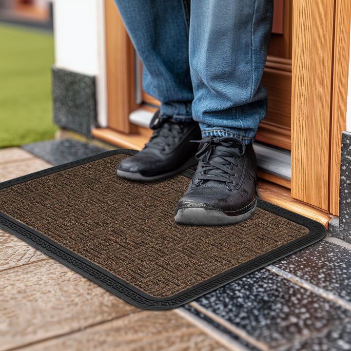 Polypropylene Main Door Entrance Mats Welcome Mat with Rubber Border | Anti Slip Rubber Backing | Ideal for Home, Outdoor, Balcony, Office | Pack of 1