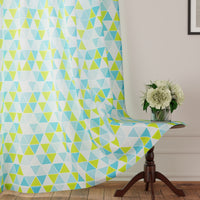 Micro Big Triangles Aqua Curtain (Pack of 2)