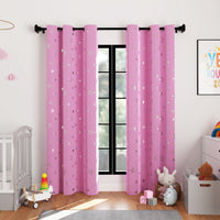 Blackout Polyester Fabric by Meter, 100x122 cm | Blocks Light, Heat & Noise, For Curtains, Cushion Covers, Door & Window Drapes - Foil Star Print