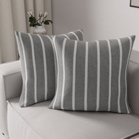 Cotton Roma Grey Stripes Cushion Cover (Pack of 2)