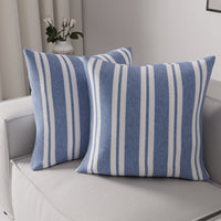 RC Yarn-Dyed Franca Blue Stripes Cushion Cover (Pack of 2)