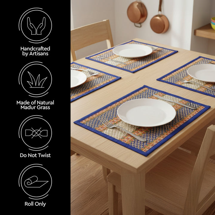 Madur Kathi Blue Placemat (Pack of 4)