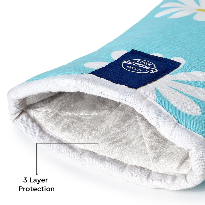 20s Sheeting Daisy Blue Oven Gloves (Pack of 2)