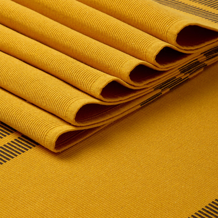 Cotton Ladder Yellow Table Runner+Placemat (Pack of 5)