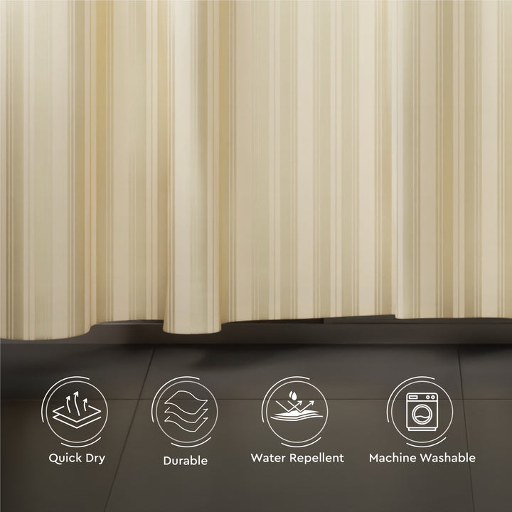 Polyester Stripe Cream Shower Curtain (Pack of 1)