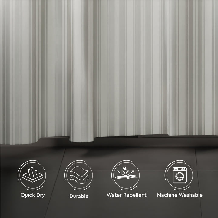 Polyester Stripe Grey Shower Curtain (Pack of 1)
