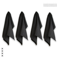 Waffle Grey Black Kitchen Towel (Pack of 4)