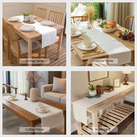 Embossed Velvet Beige Table Runner
