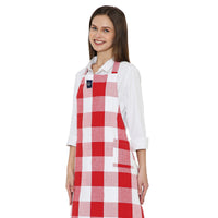 Cotton Buffalo Red Checks Apron (Pack of 1)