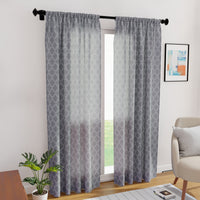 Polyester Trellis Grey Curtain (Pack of 2)
