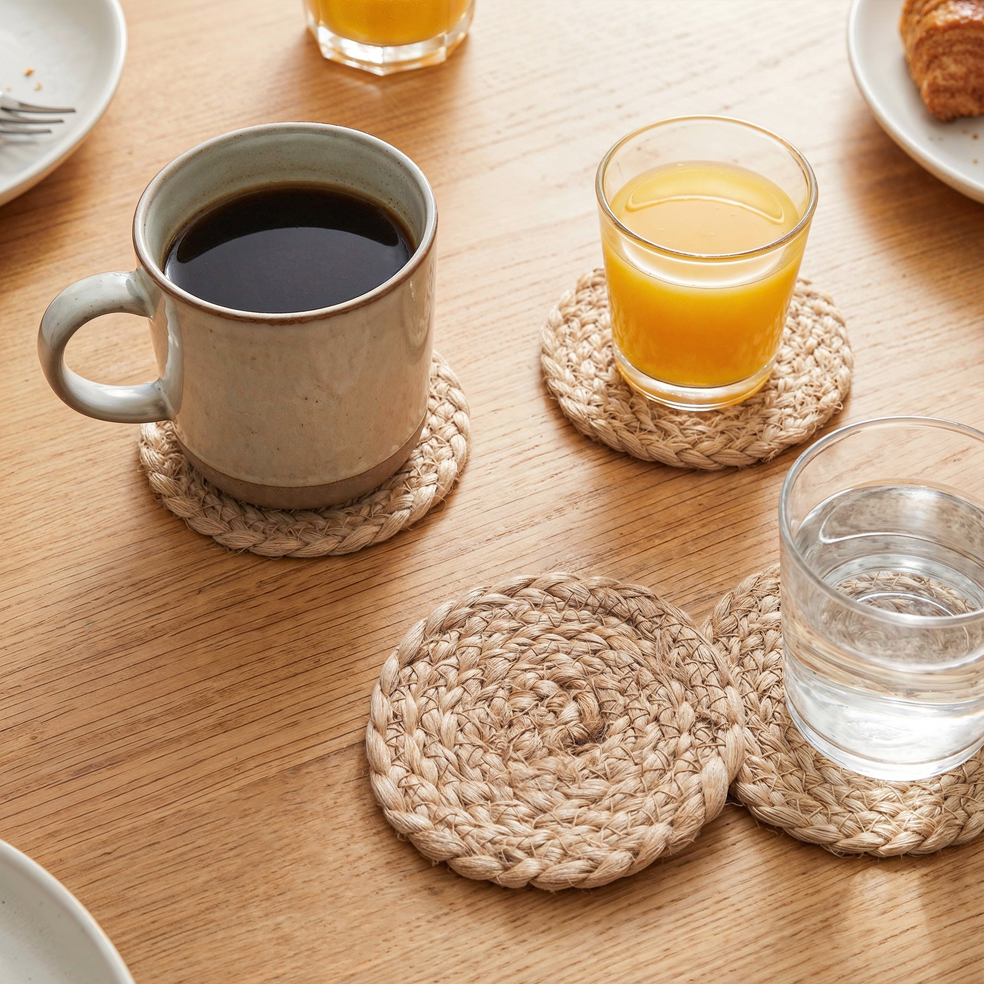 Jute Natural Bleach Coaster (Pack of 6)