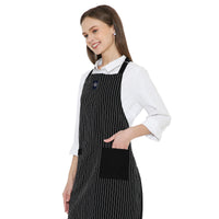 Cotton Butcher Stripes Black Apron (Pack of 1)