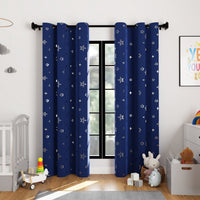 Blackout Polyester Fabric by Meter, 100x122 cm | Blocks Light, Heat & Noise, For Curtains, Cushion Covers, Door & Window Drapes - Foil Star Print