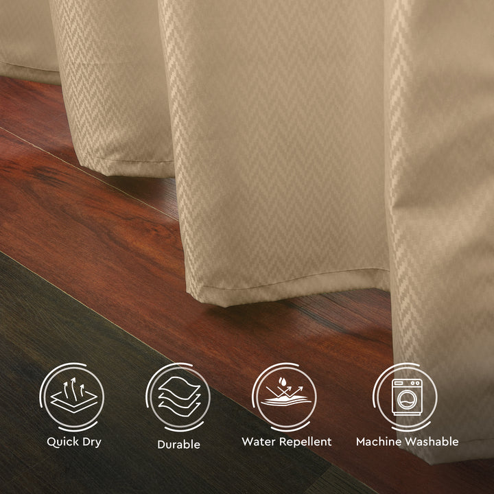 Polyester ZZ Beige Shower Curtain (Pack of 1)