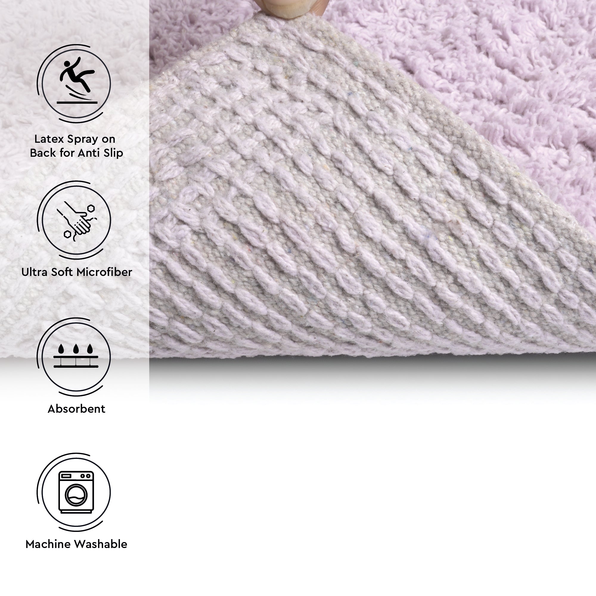 Polyester Maze Grey Combo Shower Curtain + Bathmat (Pack of 3)