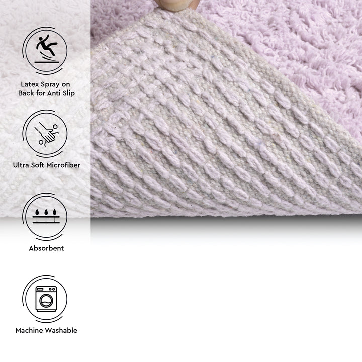 Polyester Maze Grey Combo Shower Curtain + Bathmat (Pack of 3)
