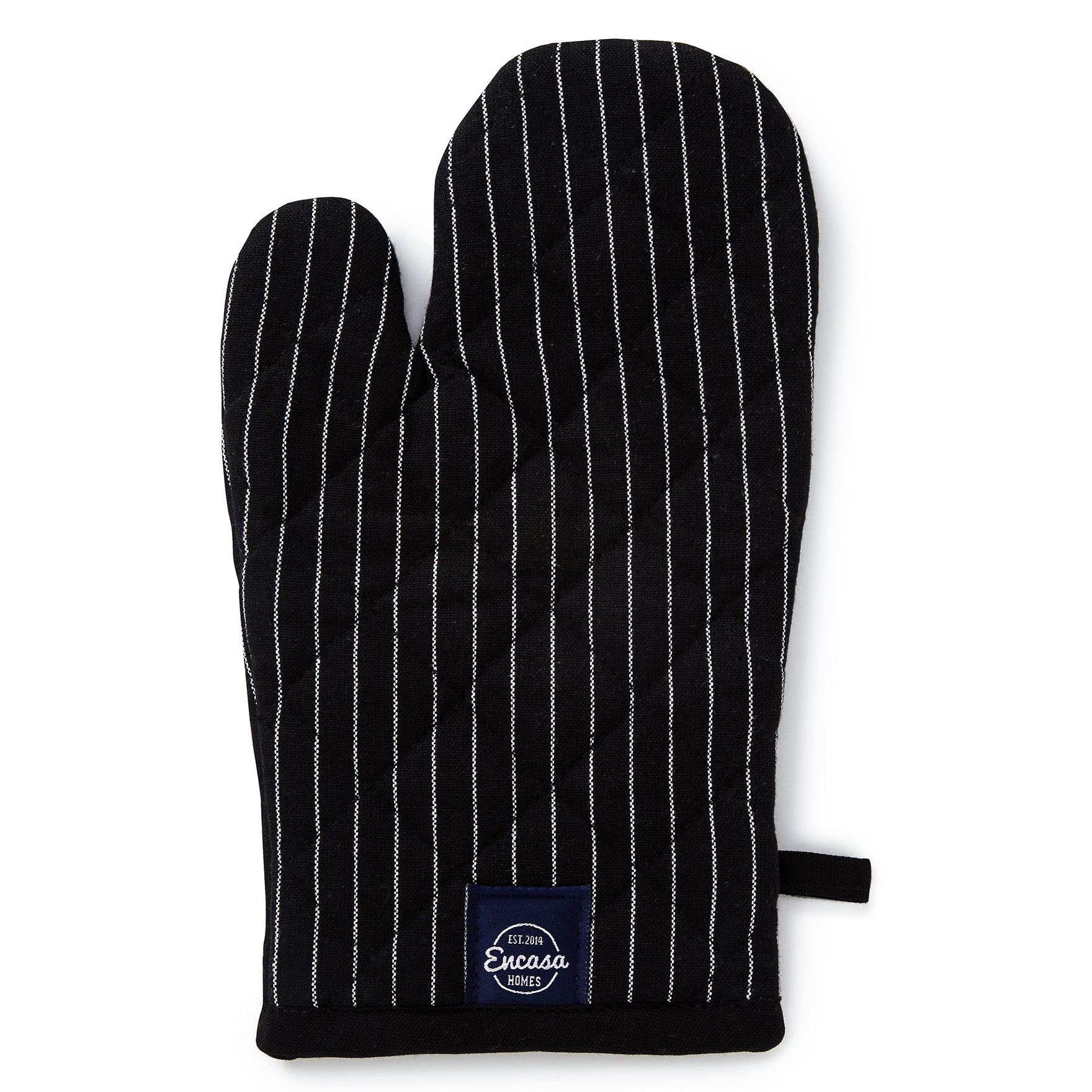 Cotton Butcher Stripes Black Oven Gloves (Pack of 2)