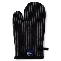 Cotton Butcher Stripes Black Oven Gloves (Pack of 2)