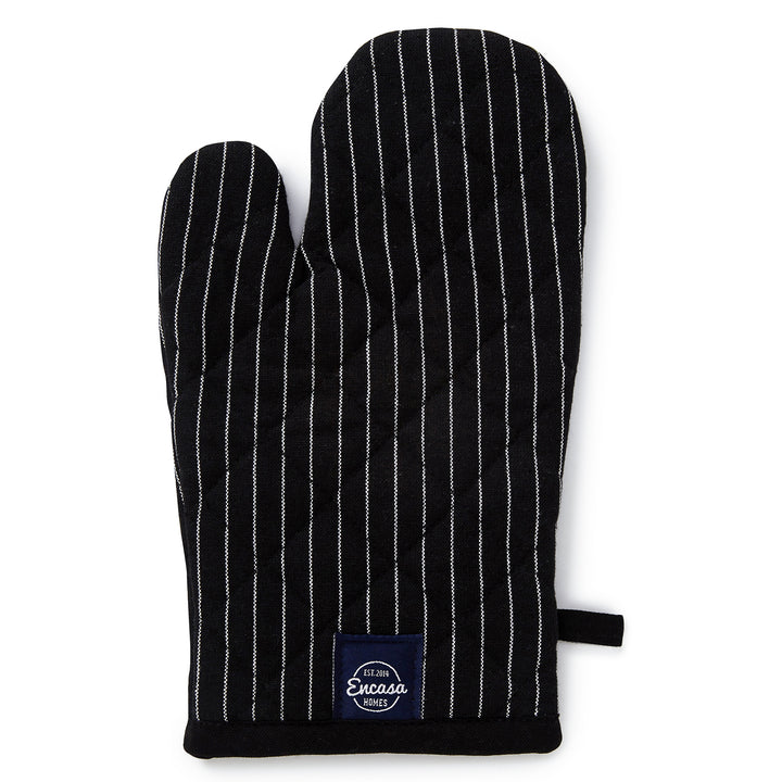 Cotton Butcher Stripes Black Oven Gloves (Pack of 2)