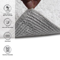 Polyester ZZ White Combo Shower Curtain + Bathmat (Pack of 3)