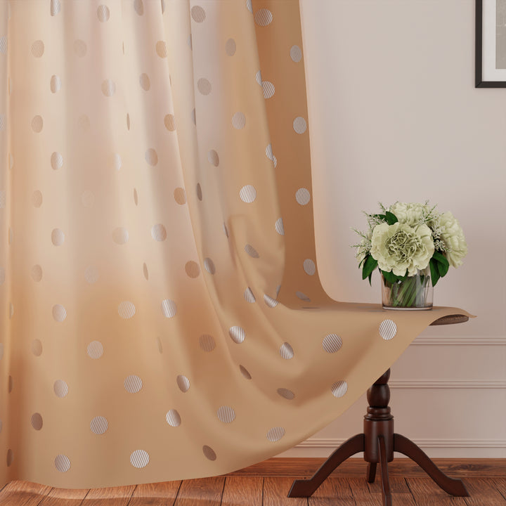 Polyester Dollar Beige Curtain (Pack of 2)