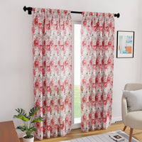 Polyester Peonies Curtain (Pack of 2)