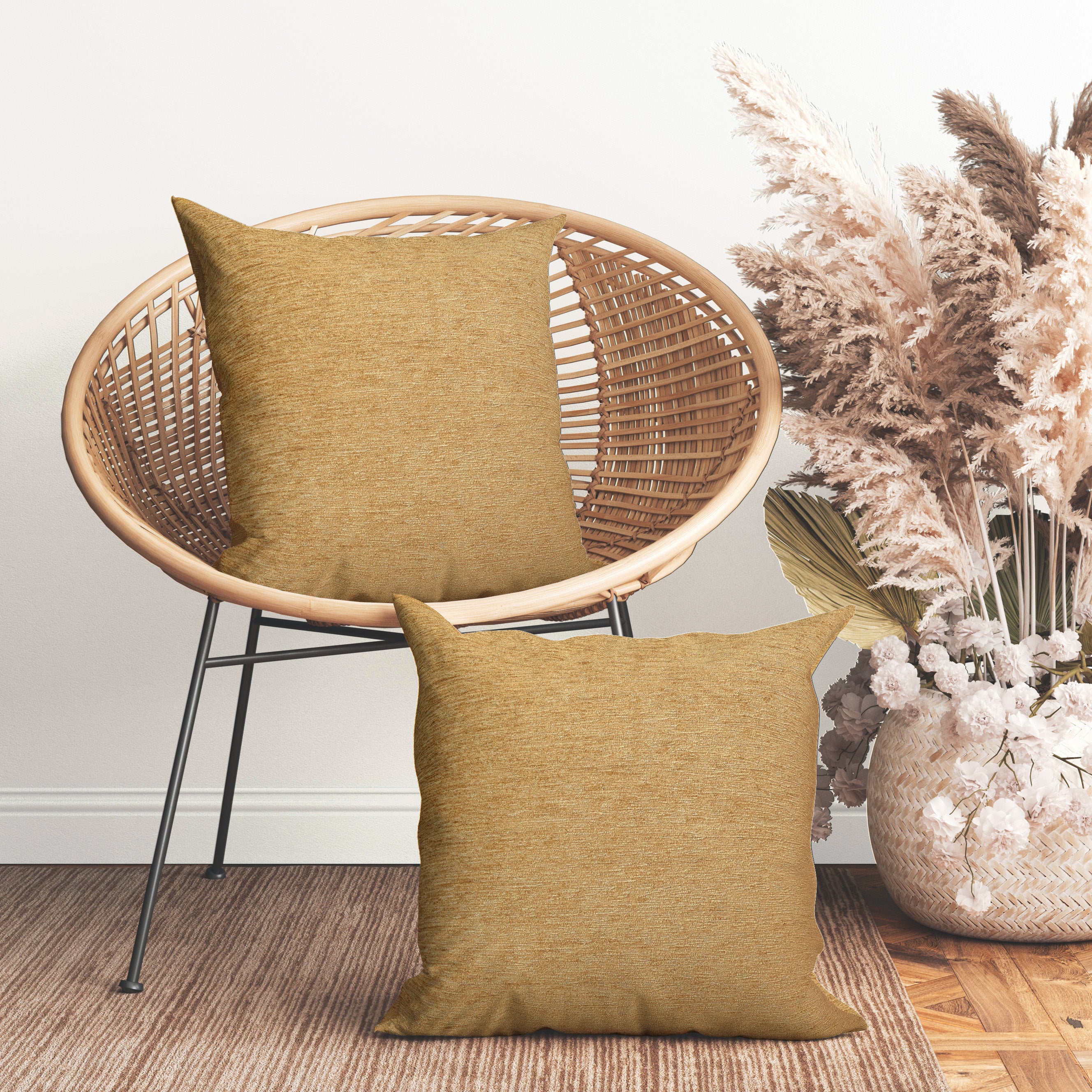 Chenille Gold Cushion Cover (Pack of 2)