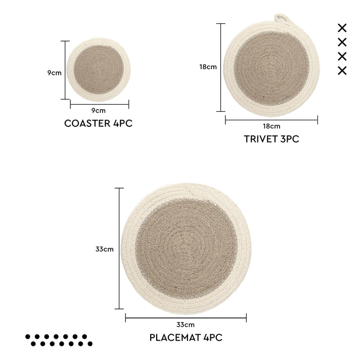 Cotton Beige & Off White Dinning Table Combo (Pack of 11)