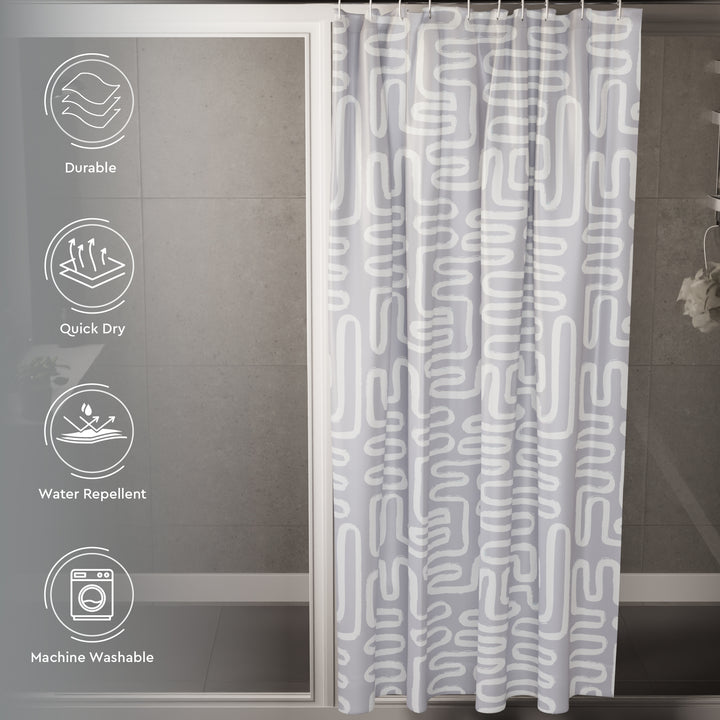 Polyester Boho Maze Grey Shower Curtain (Pack of 1)