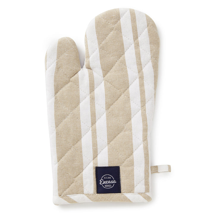 Cotton Franca Beige Stripes Oven Gloves (Pack of 2)