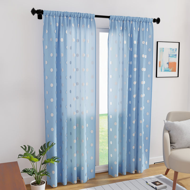 Polyester Dollar Blue Curtain (Pack of 2)