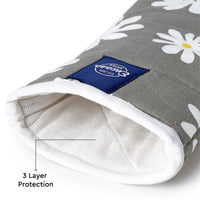 20s Sheeting Daisy Grey Oven Gloves (Pack of 2)