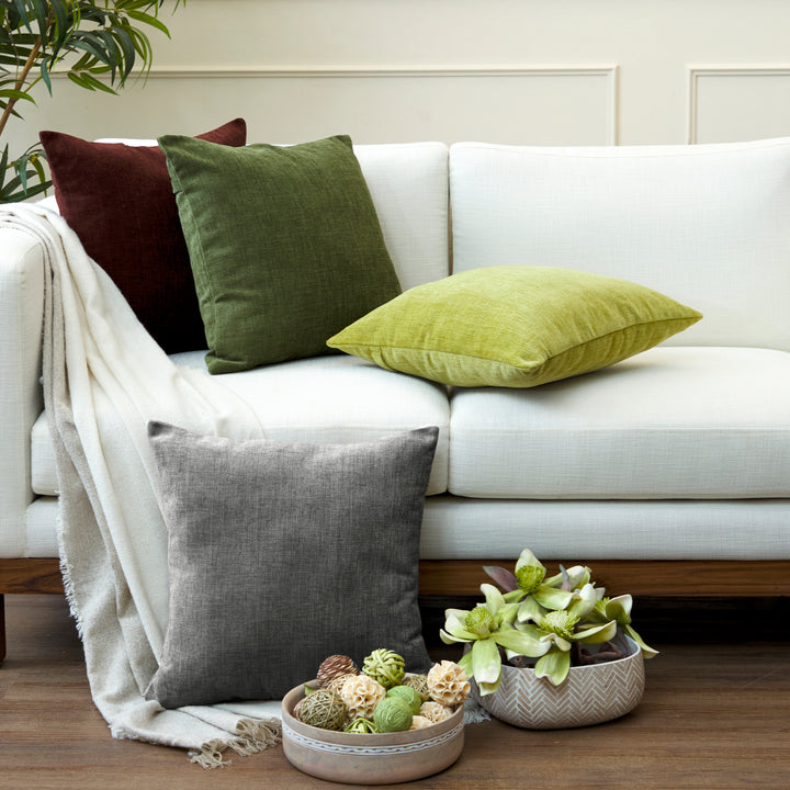 Chenille Solid Grey Cushion Cover (Pack of 1)