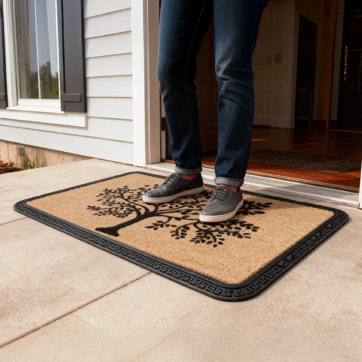 Polypropylene Main Door Entrance Mats Welcome Mat with Rubber Border | Anti Slip Rubber Backing | Ideal for Home, Outdoor, Balcony, Office | Pack of 1