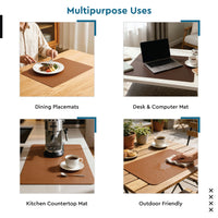 2 Sided Leather Brown & Tan Placemat + Coaster
