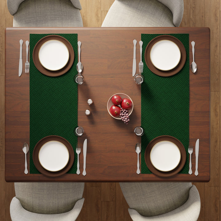 Quilted Velvet Forest Green Table Runner