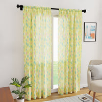Polyester Teardrops Lemon Curtain (Pack of 2)