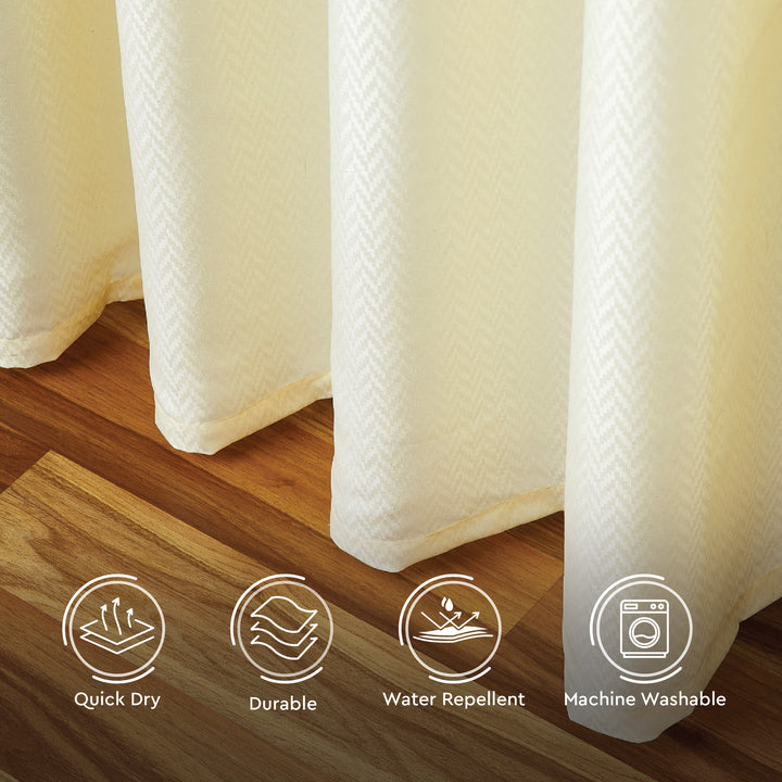 Polyester ZZ Cream Shower Curtain (Pack of 1)