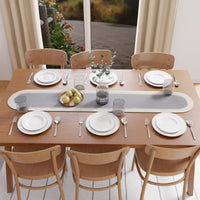 Cotton Light Grey & Off White Table Runner (Pack of 1)