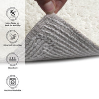 Polyester ZZ Cream Combo Shower Curtain + Bathmat (Pack of 3)